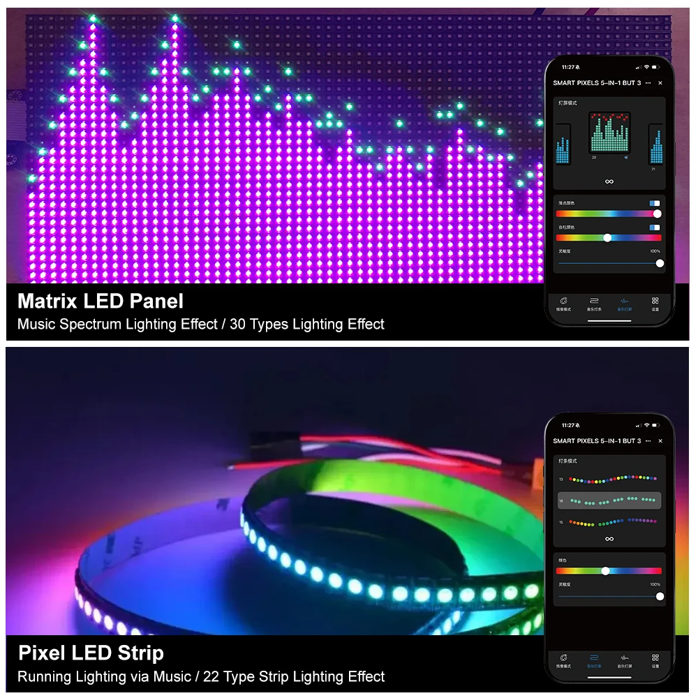 TY-X7 Aipin 5-IN-1 1024 IC LED Musik Spektrum Kontrol Wifi Pixel Addressable RGB Pixel Strip Digital Light Screen SPI Controller