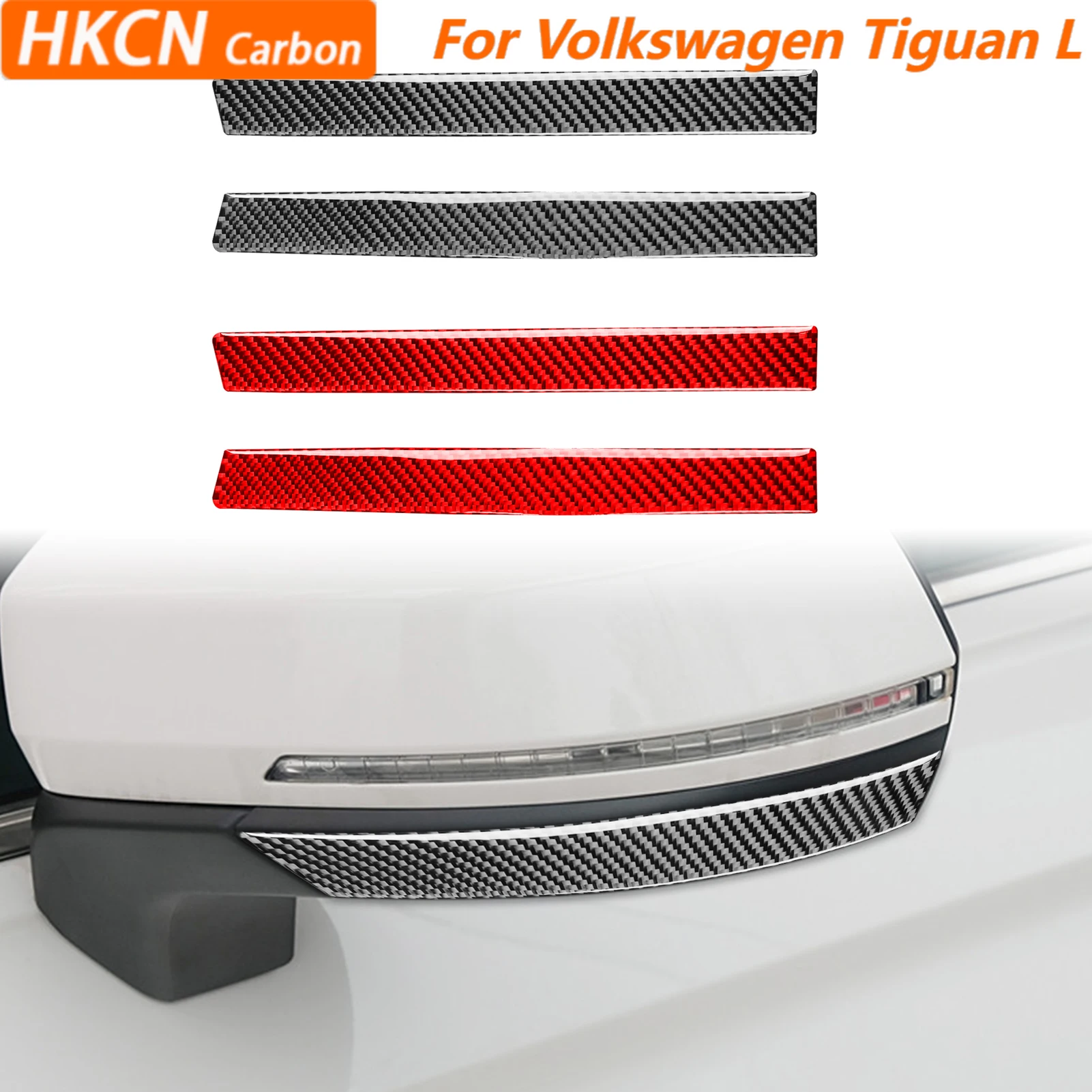 Para volkswagen tiguan l 2019-2021 acessórios do carro de fibra de carbono revisão espelho protetor tiras capa guarnição adesivo modificação