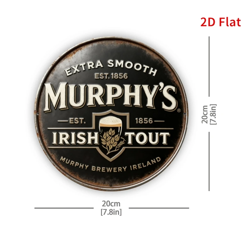 Vintage Distressed Irish Beer Brewery Retro Graphic Man Cave Bar Decor 2D 7.87x7.87 Inch Metal Tin Sign / Iron Plaque