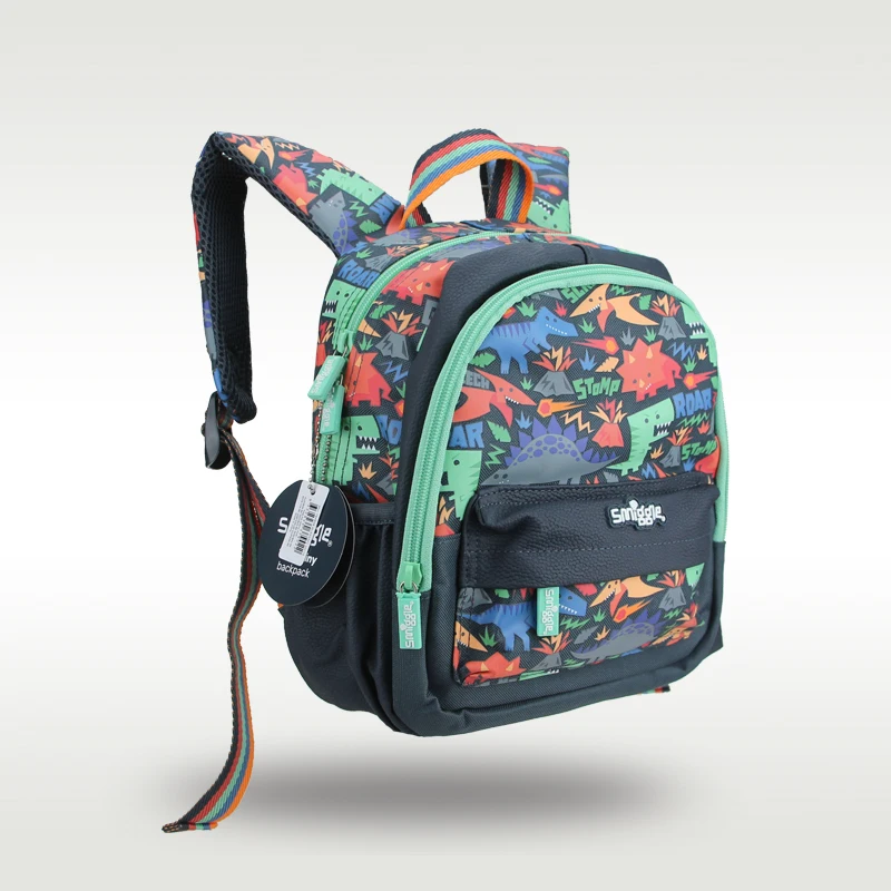 Australia smiggle tas sekolah anak-anak asli ransel anak laki-laki biru gelap dinosaurus keren kawaii 11 inci 1-3 tahun