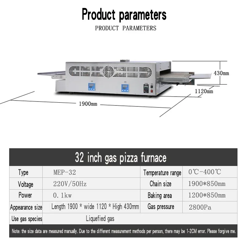Haushalt 220 v 32 Zoll Gas Pizza Ofen Gas Crawler Pizza Ofen Kette Pizza Ofen Kommerziellen Backen Brot Professionelle Ofen MGP-3