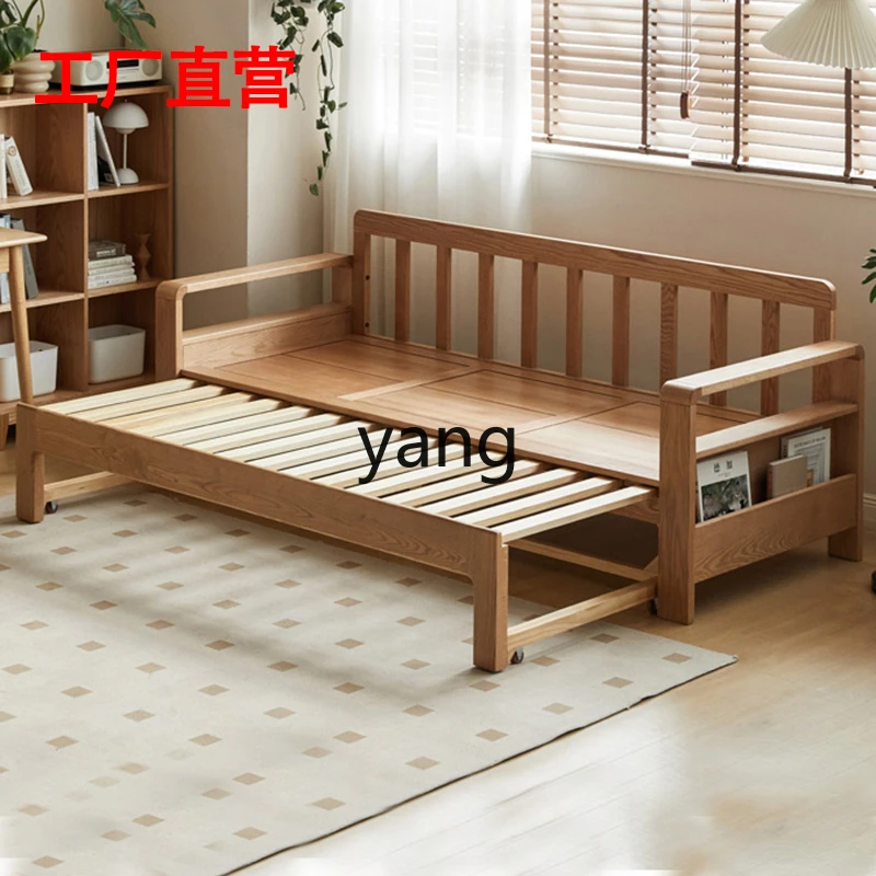 Yhl Solid Wood Sofa Bed Nordic Living Room Oak Folding Sand