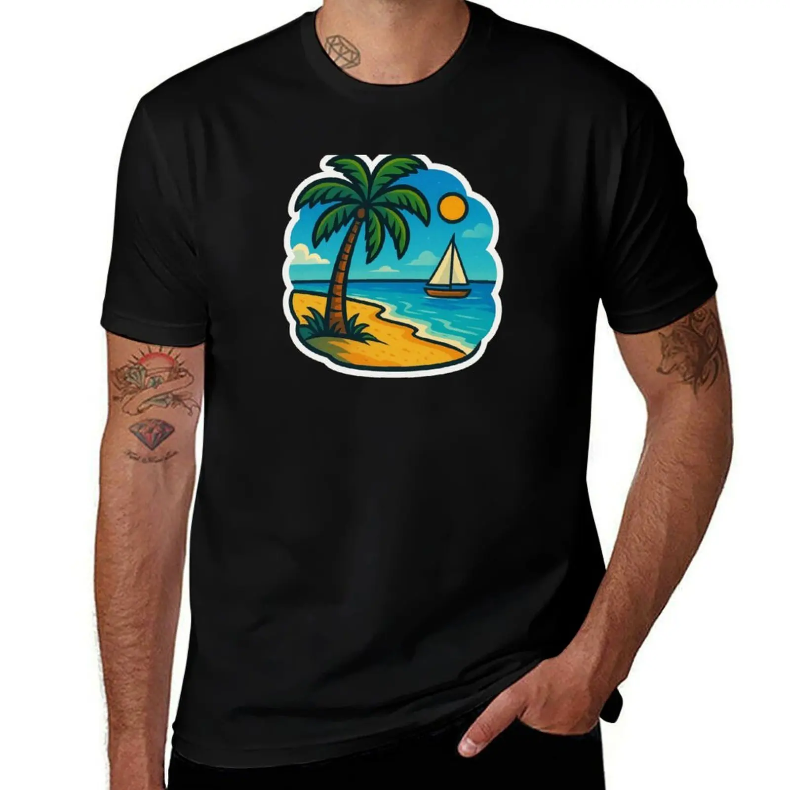 

Dream Paradise with a Sailboat T-Shirt custom t-shirts Clothing boys whites cotton graphic tees black t shirts for men