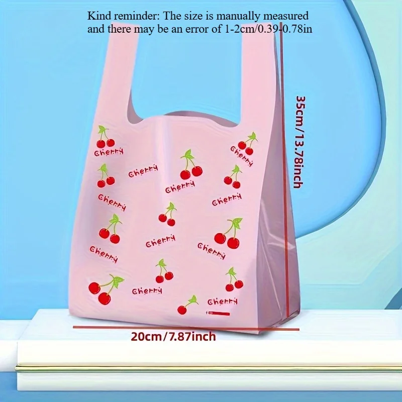 أكياس تسوق بلاستيكية بنمط فاكهة الكرز، حقائب يد عصرية، مثالية لحفلات الزفاف، وحفلات أعياد الميلاد، والحلوى، والشوكولاتة