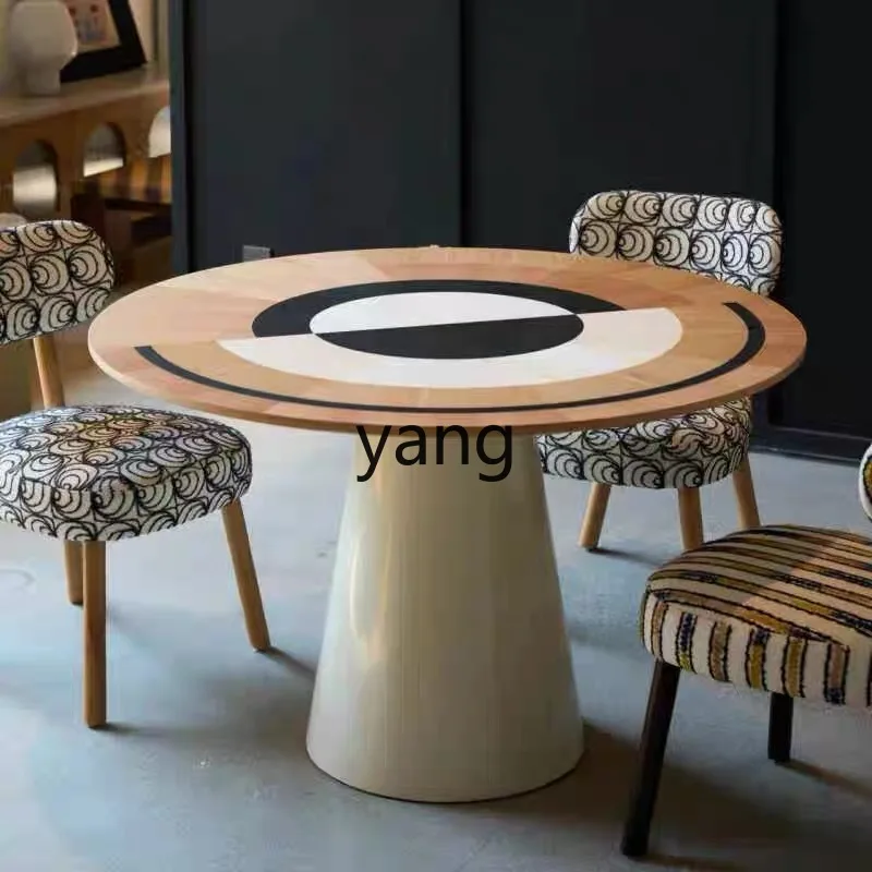 

YHM Simple Modern Dining Table Art Table Round Bullseye Home Living Room