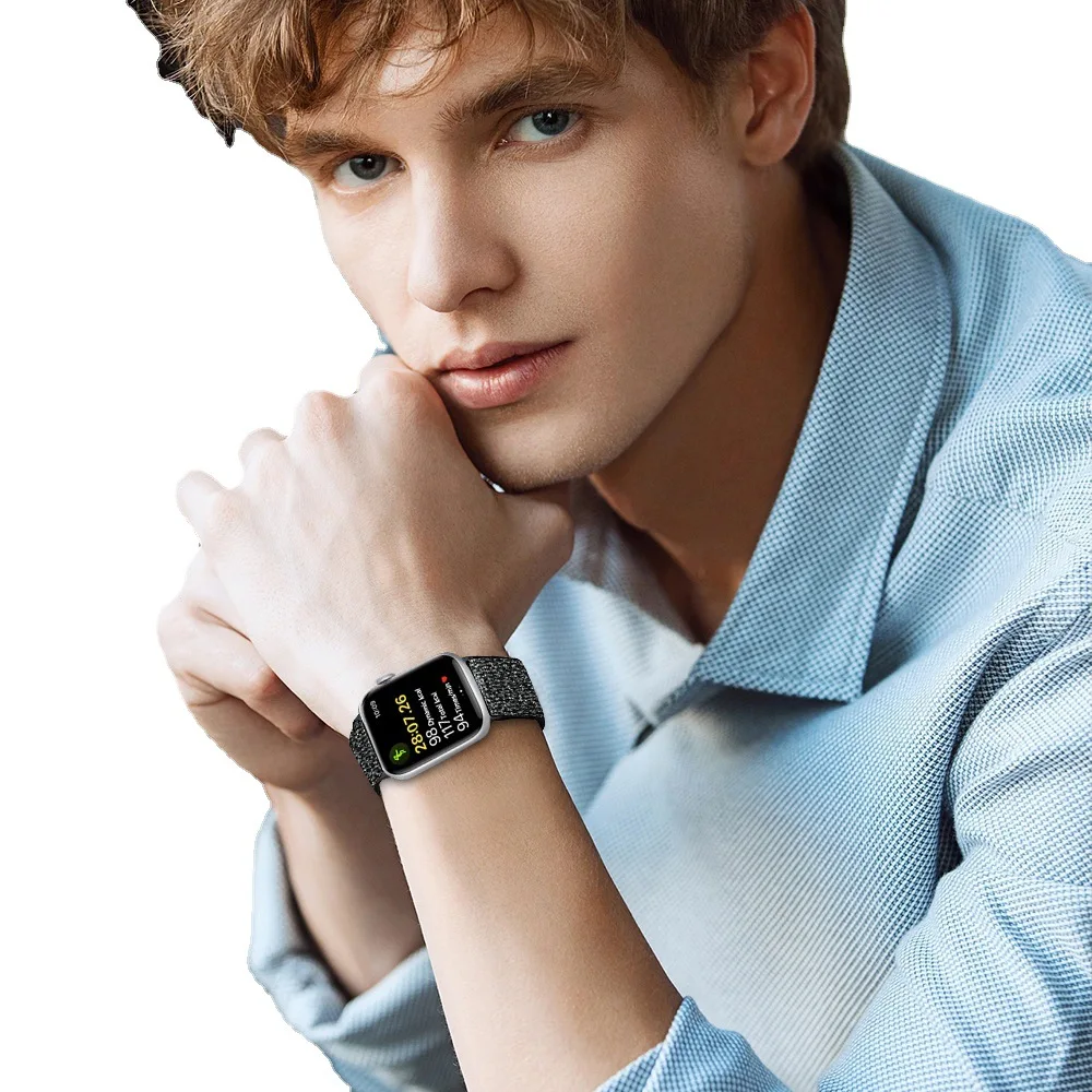 حزام نايلون لساعة أبل باند 45 مللي متر 44 46 42 49 38 40 41 مللي متر بريق شريط مرن لسلسلة iWatch 10 9 SE 8 7 6 5 4 سوار