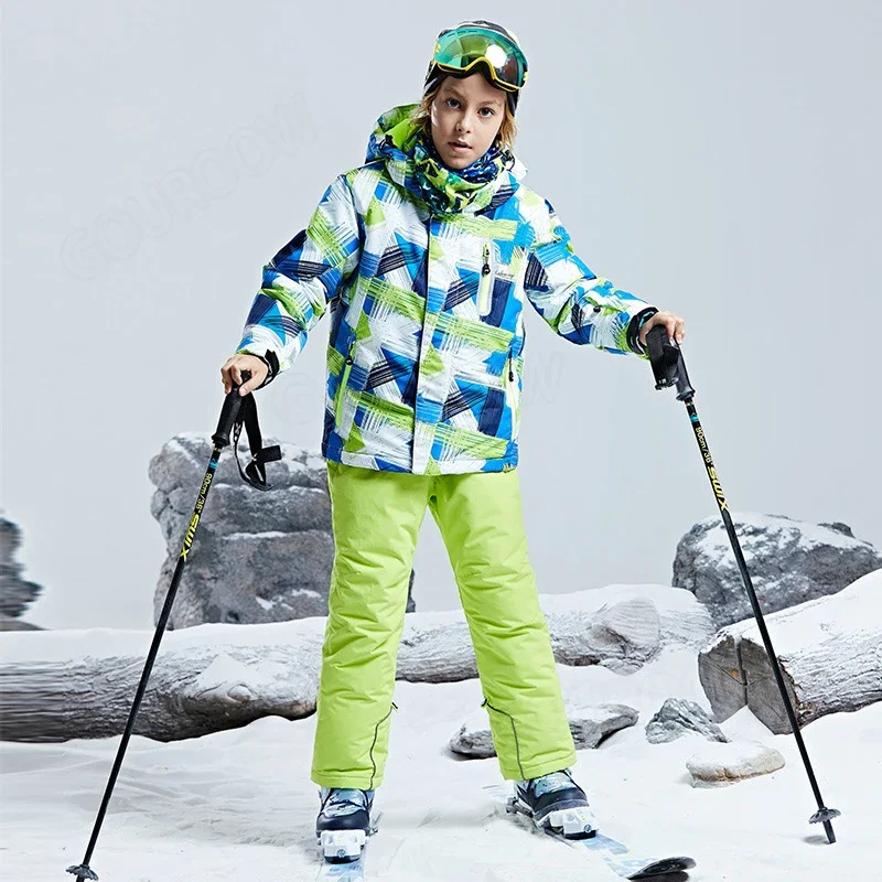 Kid Ski Suit Jumpsuit Waterproof Windproof Breathable Warm Children Winter Outdoor Sport Snowboard Boy Suit