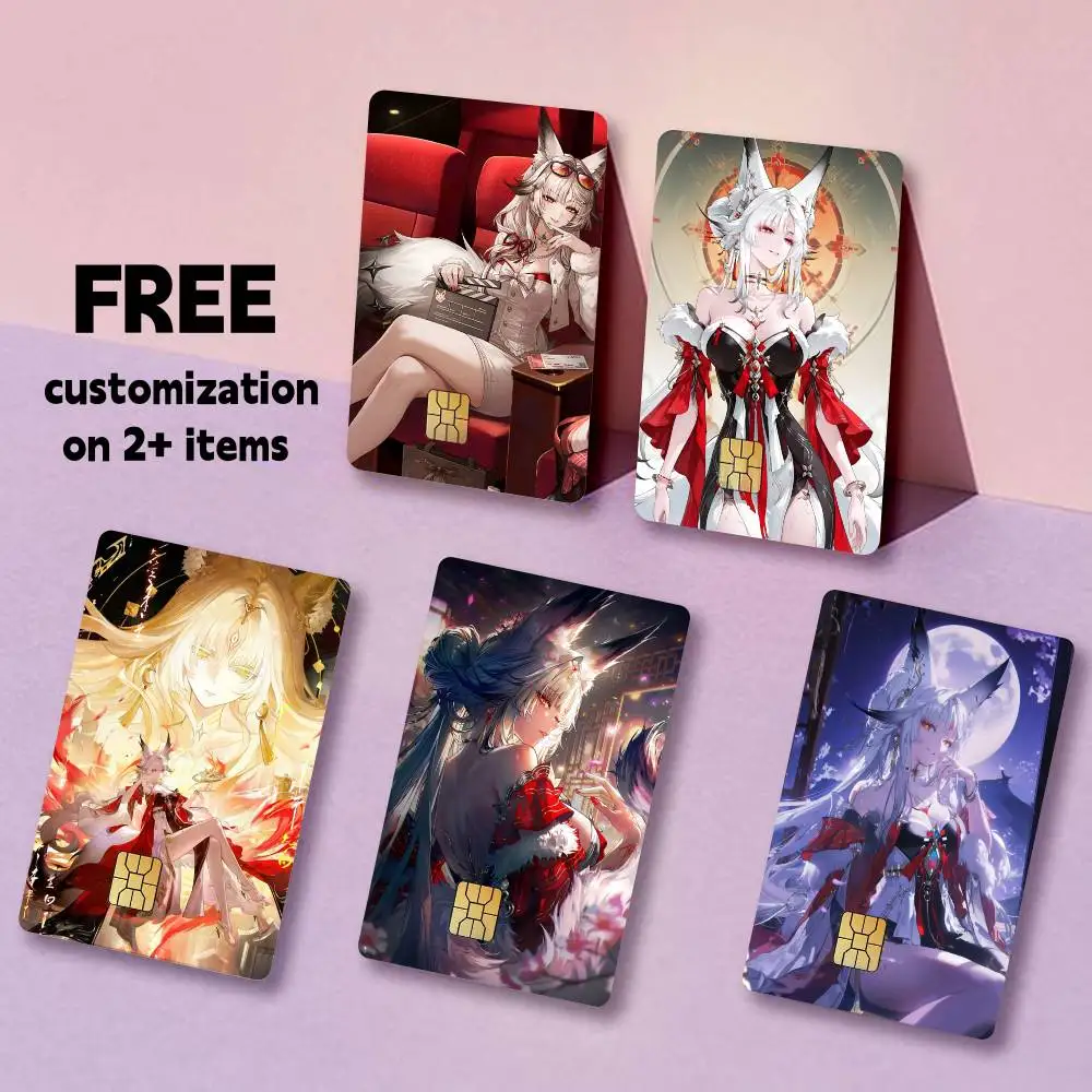 Game WUWA H-Hsin Moon Fox Card Stickers for Bank Access Protective Waterproof Film Cover Sticker Gift