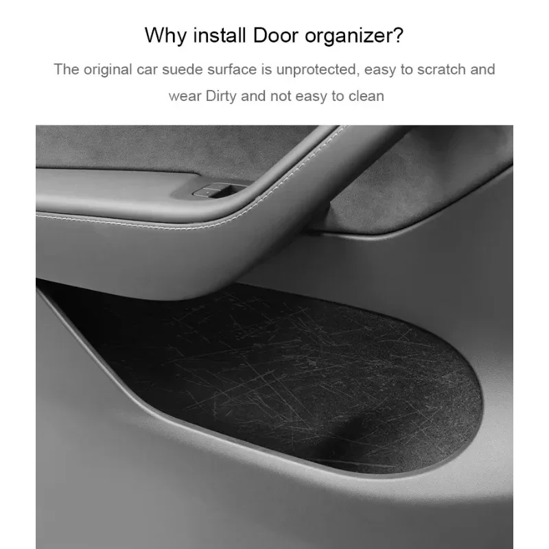 For Tesla Model 3 Highland Door Storage Box Mat Leather Gate Slot Pad Storage Box Mat Model Y Door Side Organizer Full Cover Mat