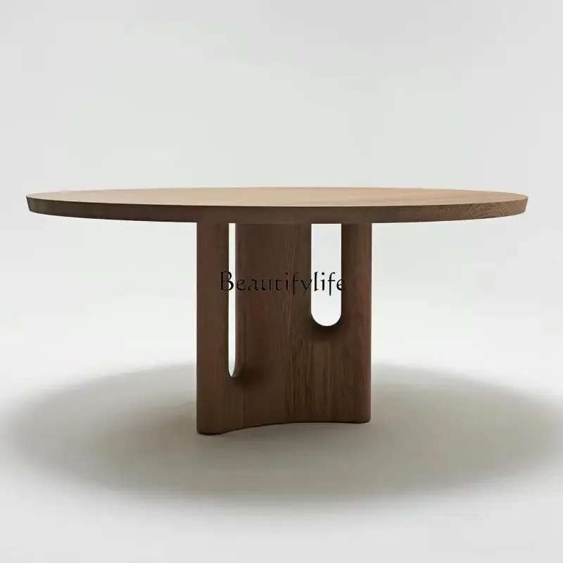 

Z.French antique walnut solid wood dining table round table household small apartment