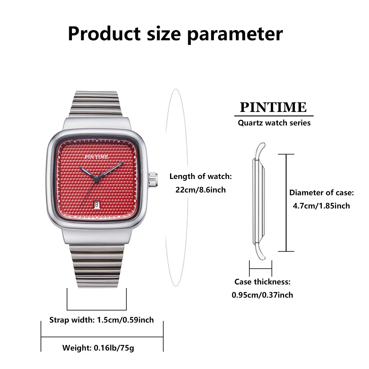 Men's Watch, Quartz Movement, Business and Fashion Minimalist Watch, Square Dial, Date Function, Suitable for Valentine's Day, F