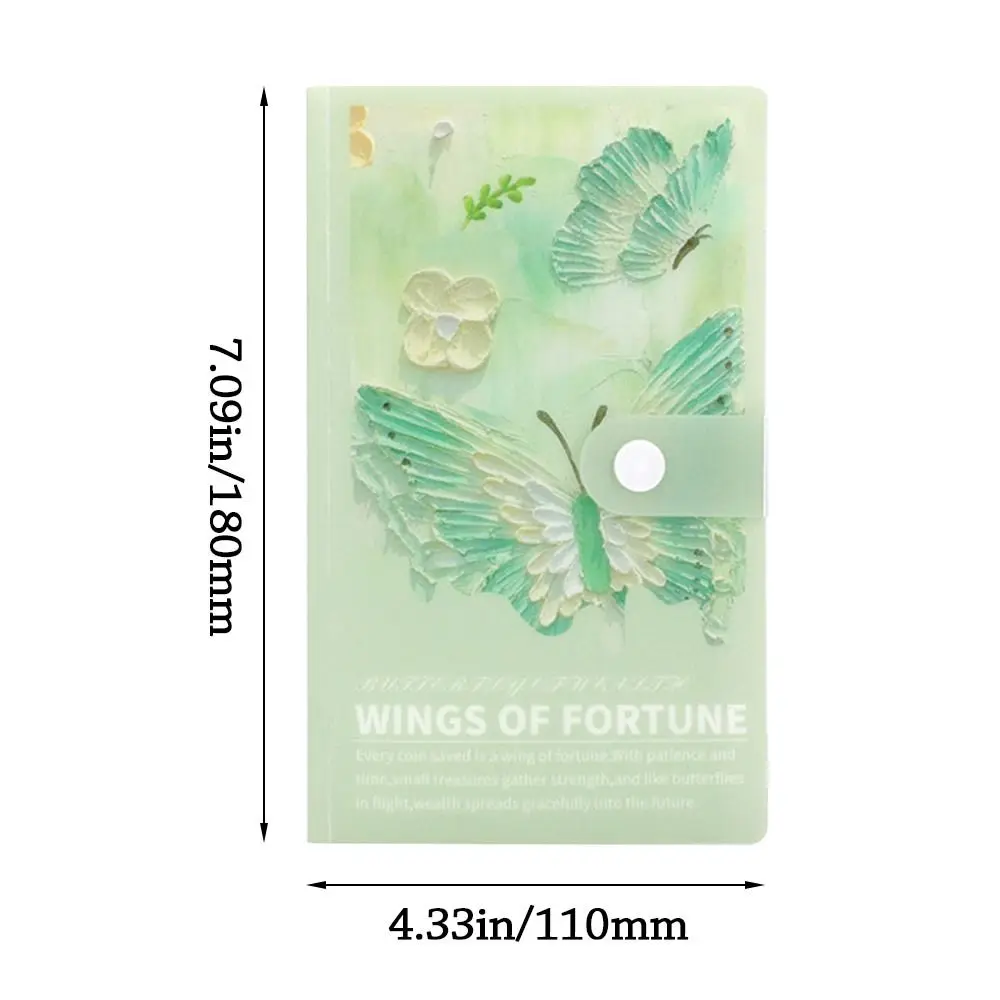 Save Money 100 Envelopes Money Saving Challenge Oil Painting Butterfly Waterproof Money Collection Book Portable Cute