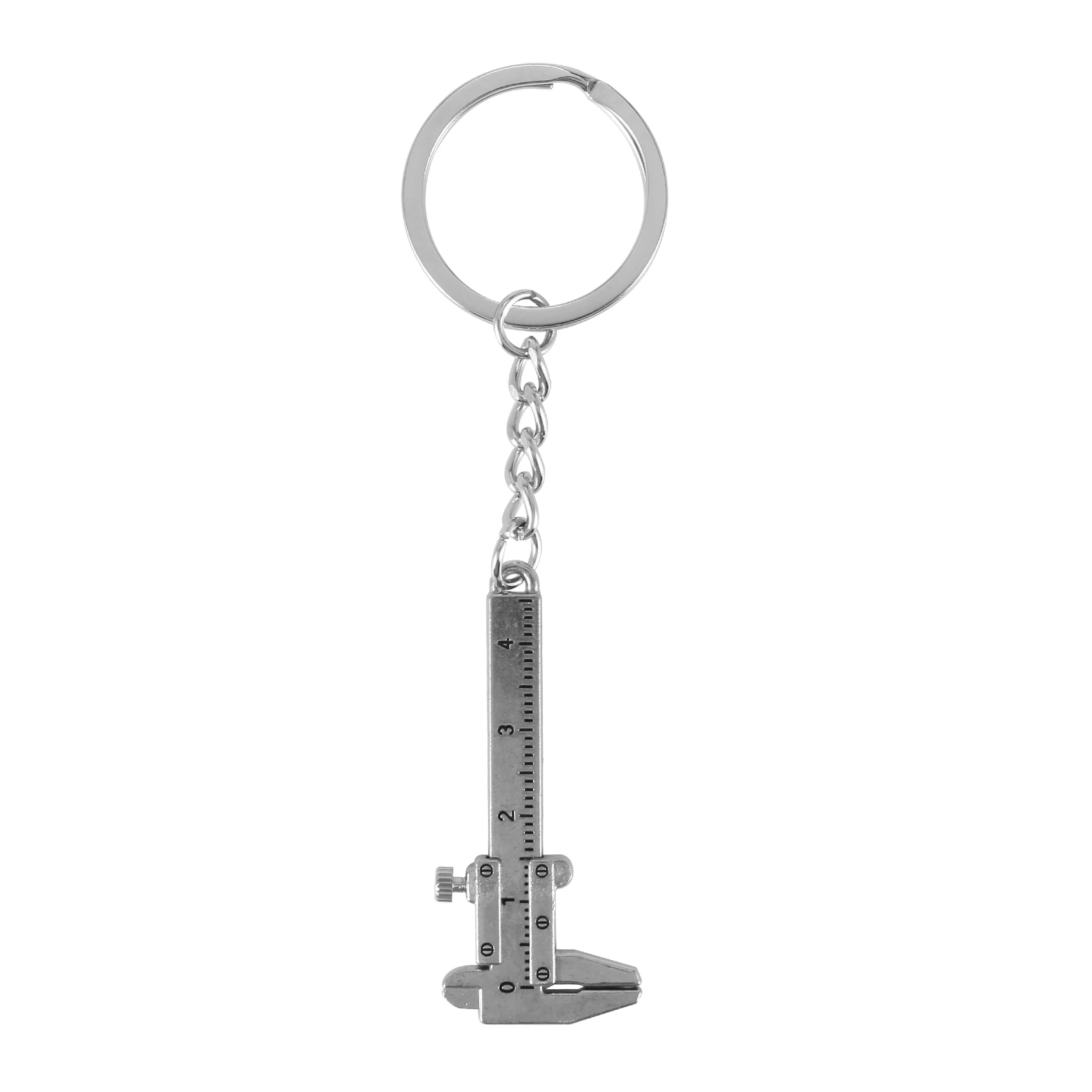 Silver Simulation Vernier Caliper Model Ruler Slide Keychain