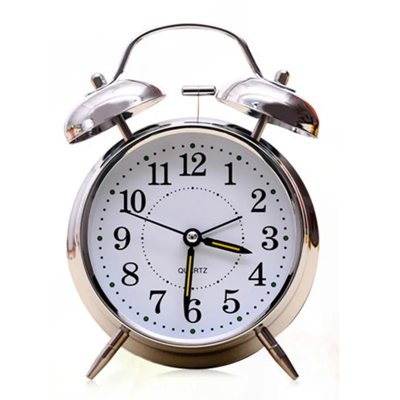 Glow-in-the-dark silver copper Gold metal ringing Alarm clock Ashida Ultra silent clock with night light clock clock