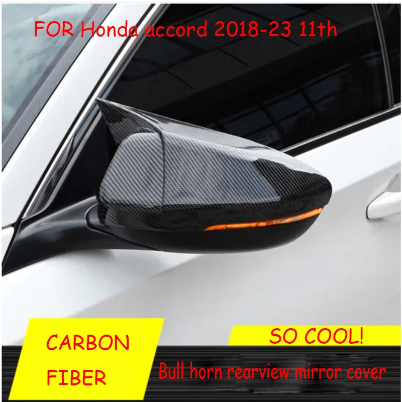 For Honda Accord 11th 2018-23 Carbon fiber/piano black/Electroplated silver ABS Rearview mirror cover Cars accessories