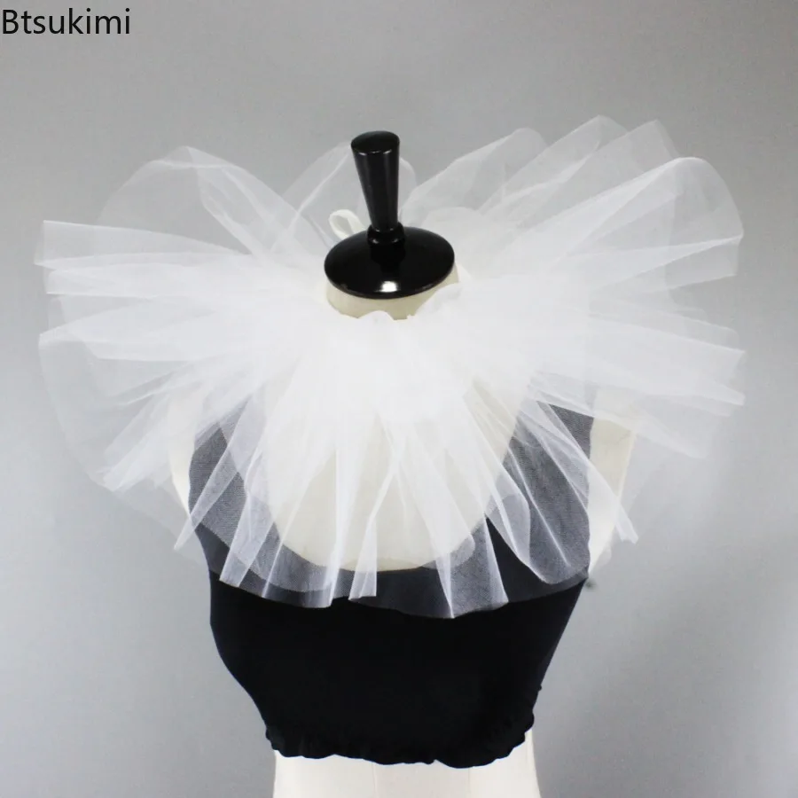 خمر شبكة رقيق وهمية طوق السيرك الإدواردي زي الدعائم مهرج حزين طوق الرقبة هالوين تأثيري الملابس والاكسسوارات