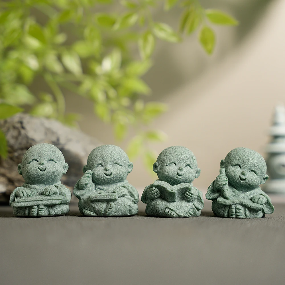 Bonsai Zen Garden Set - ชุดของตกแต่งภูมิทัศน์สไตล์เซนแบบจีน ประกอบด้วยเปียโน หมากรุก งานเขียนพู่กันจีน และภาพวาด รวมถึงพระสงฆ์น้อย