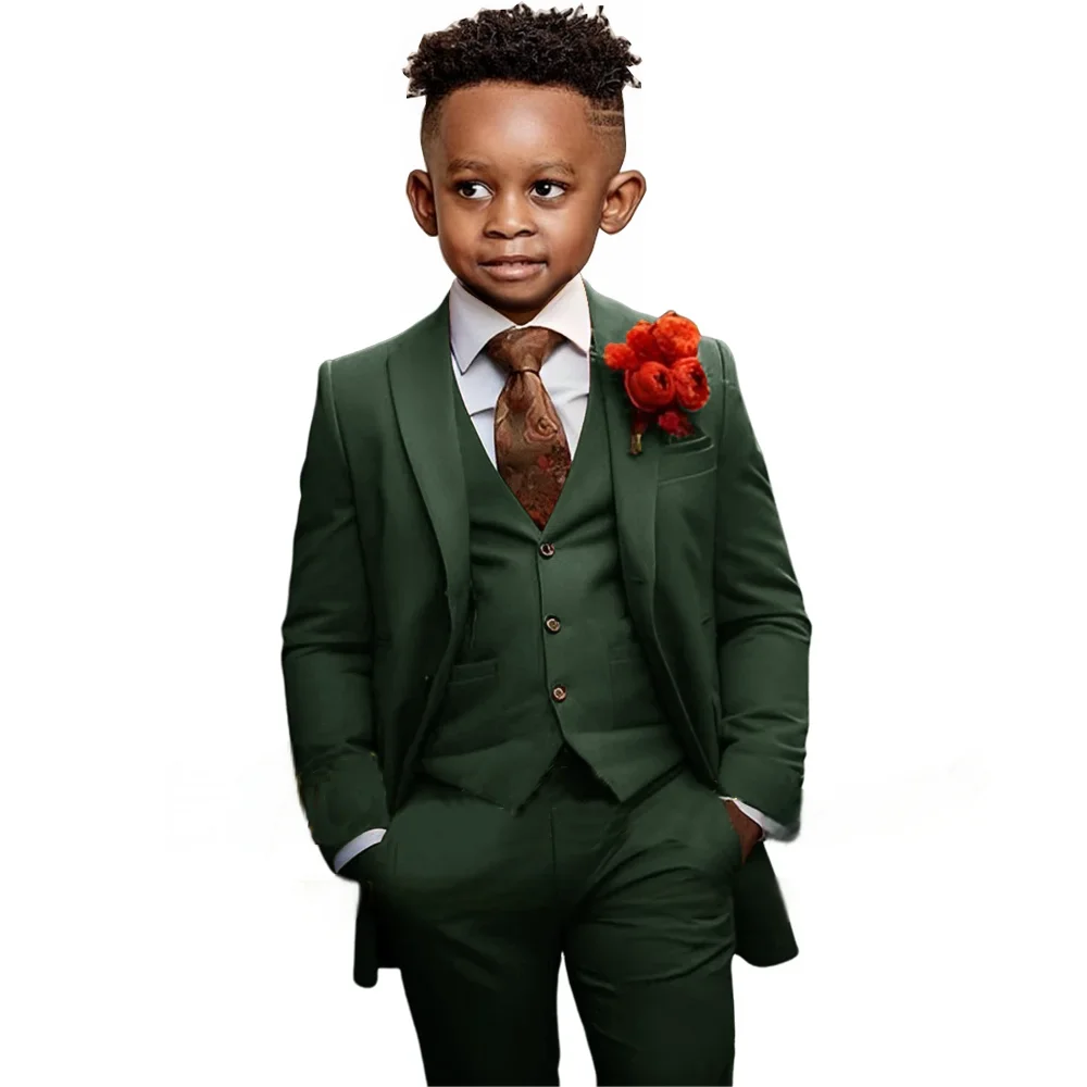 

Dark Green Boys' Suit 2-16 Years Old Suit 3 Piece Set Tailored Formal Suit Child Elegant Pants Vest Jackets Party Costumes