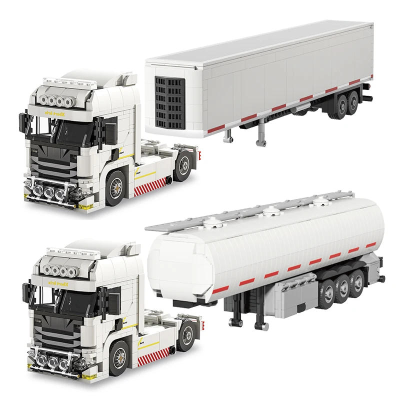 420PCS European Truck Head Connectable Container Trailer Building Set Educational DIY Model Bricks for Gifts STEM Learning