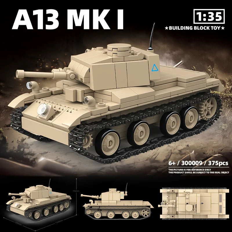 

Британская армия A13MK.I Cruiser танк MK III сборная модель строительные блоки игрушка для мальчика гусеничный бронеавтомобиль времен Второй мировой войны 300009