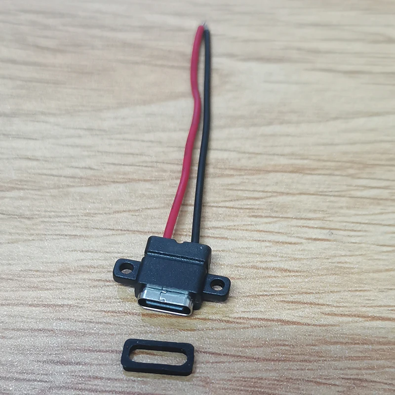 1PC TYPE-C Female Socket Soldering Wire 2pin USB C Charging Port Female Head Waterproof USB C Type-C Base Tail Plug Power Socket