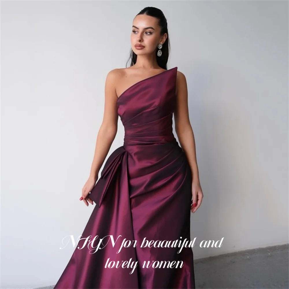 NFYN robe de soirée bordeaux Satin sirène robes de bal drapée fête robe formelle sans manches robe de bal pour femme personnalisé