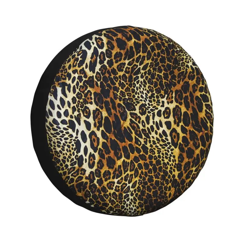 Brown Black And Beige Leopard Print Spare Tire Cover for Prado Jeep Animal 4WD 4x4 RV Car Wheel Protectors 14