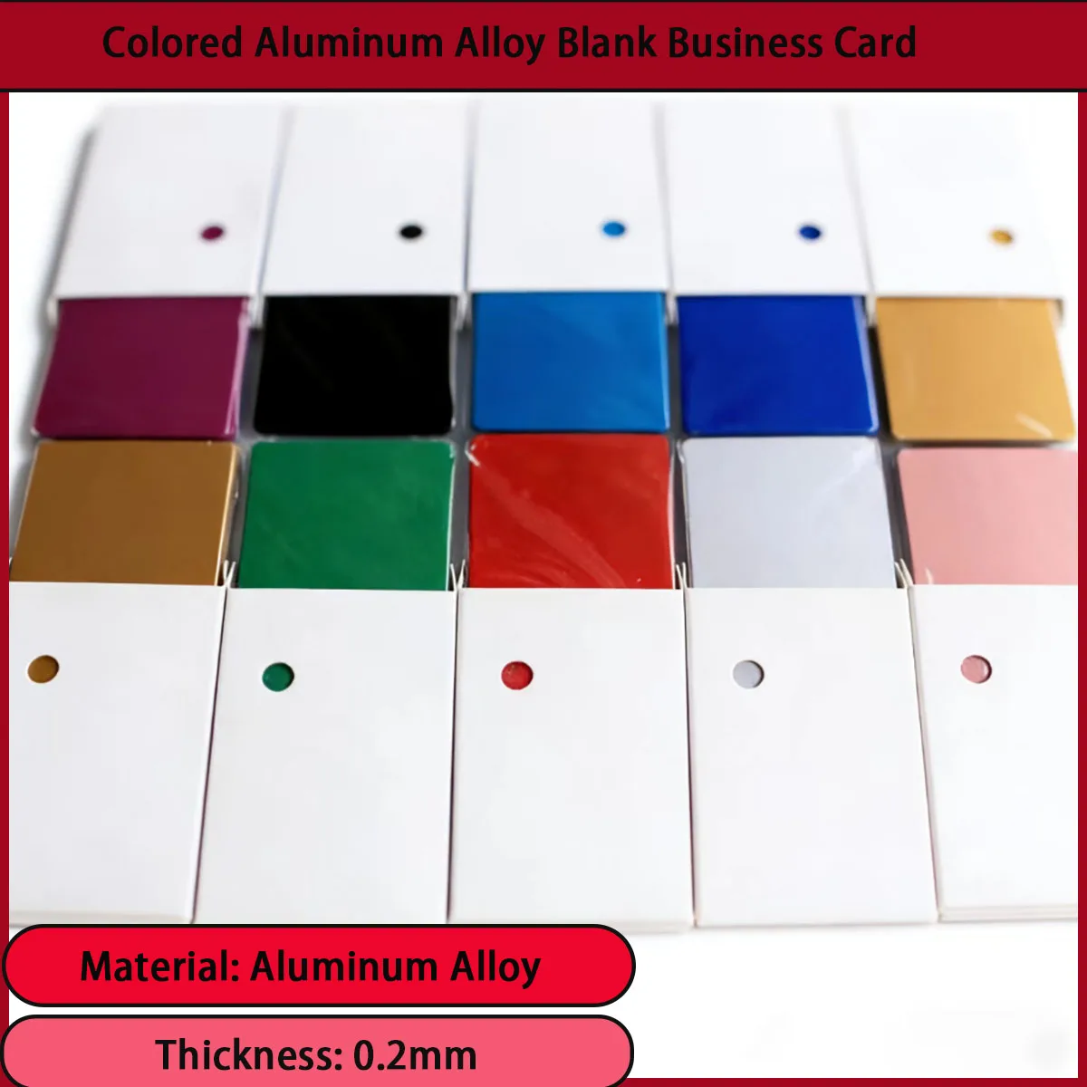 0.2mm thick colored aluminum alloy blank business card suitable for business gifts, brand displays, etc