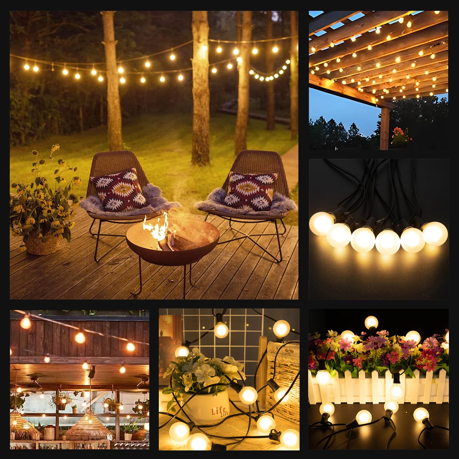 Retro Led G40 Street Garland Light EU US Plug Warm White Frosted Glass Connectable Outdoor Wedding Yard Garden Lights Decoration