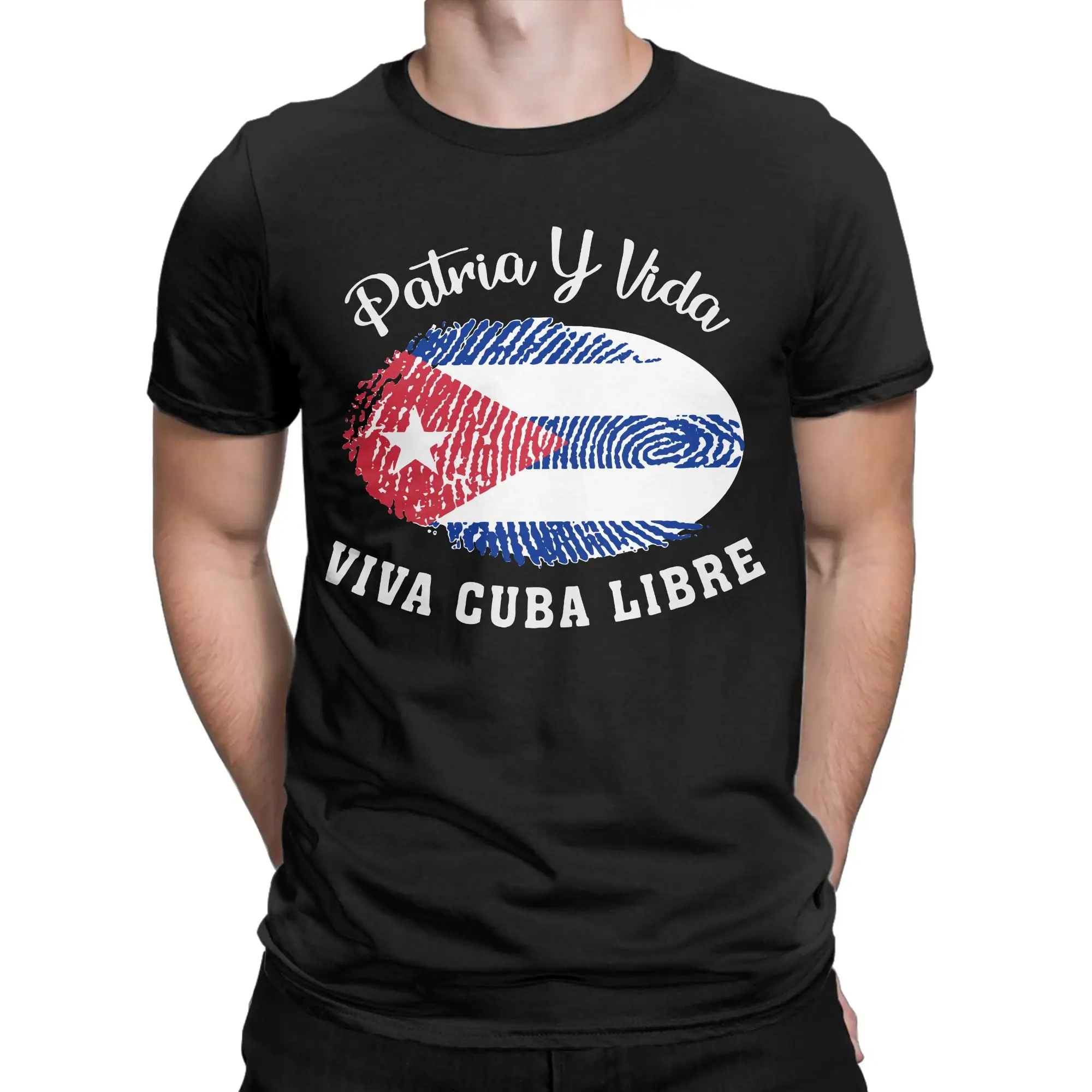 PATRIA Y VIDA CUBA LIBRE T-Shirts for Men Women Cuban Flag Humorous Cotton Tee Shirt O Neck Short Sleeve T Shirt Adult Tops