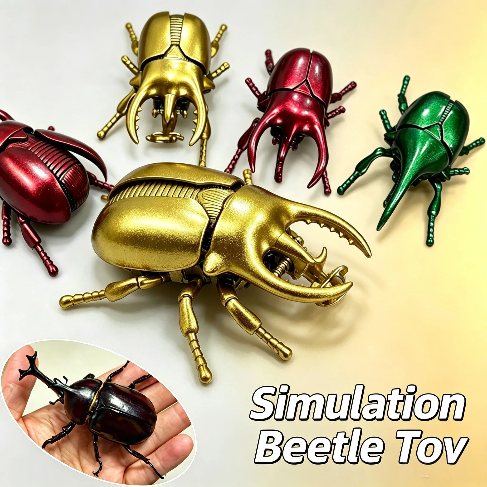 1/3PCs Wind-Up Beetle Creative Prankster Animated Insect Model Scarab Beetle Children's Battle Wind-Up Toy