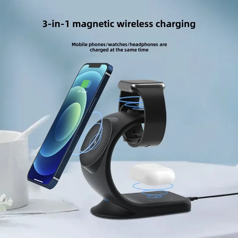 

Wireless Phone Charger Fast Charging Qi2 3 in 1 Smartphone Charging Dock Station Mag Safe Charger Ultra High Speed Watch Magsafe