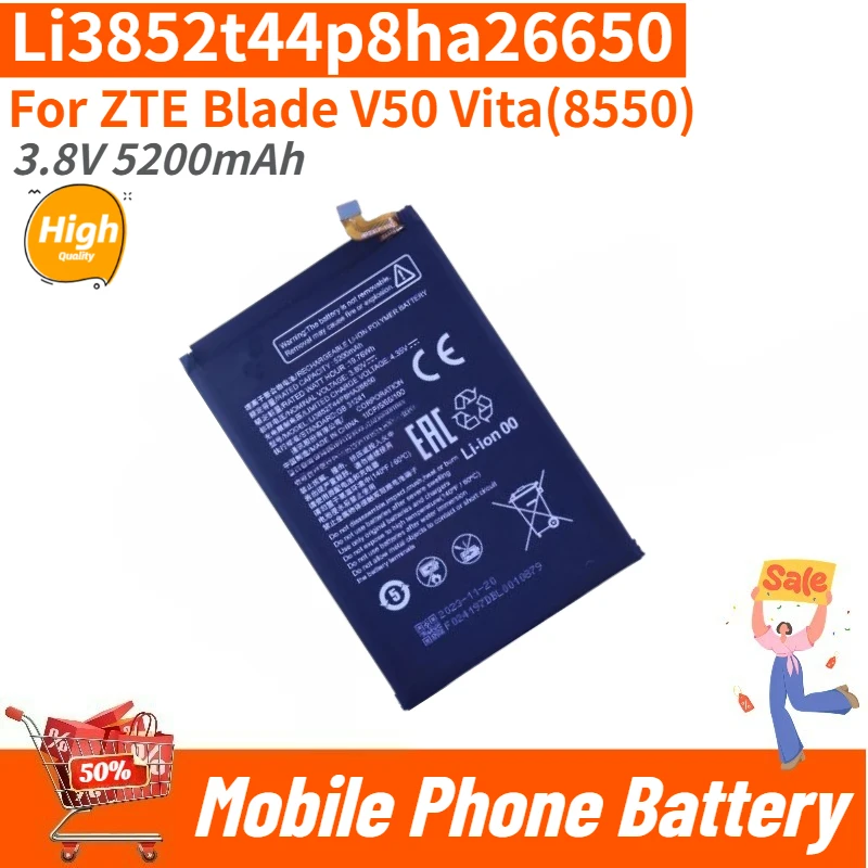 

Li3852t44p8ha26650 High Quality Phone Battery 3.8V 5200mAh for ZTE Blade V50 Vita(8550) Brand New Replacement Battery