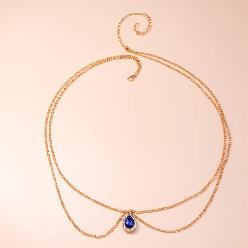 Aihua Exquisite Kristall-Wassertropfen-Taillenkette Bauchkette Modischer Sexy Körperschmuck für Frauen und Mädchen Party-Schmuck – Detail 2