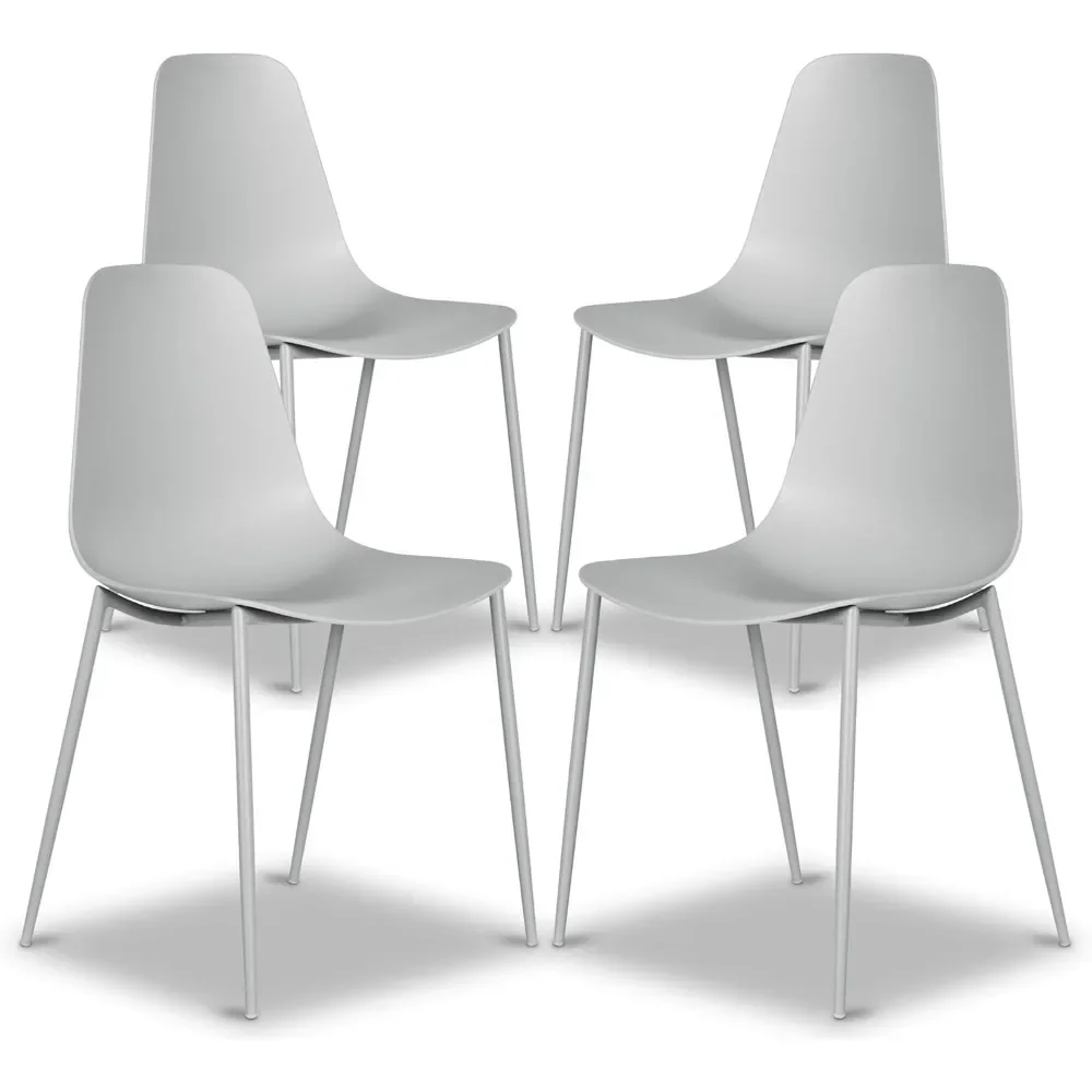 

Modern Kitchen Chairs Set of 4 - Plastic Dining Chair with Metal Legs - Quick Assembly Simple Cafe Chairs Plastic