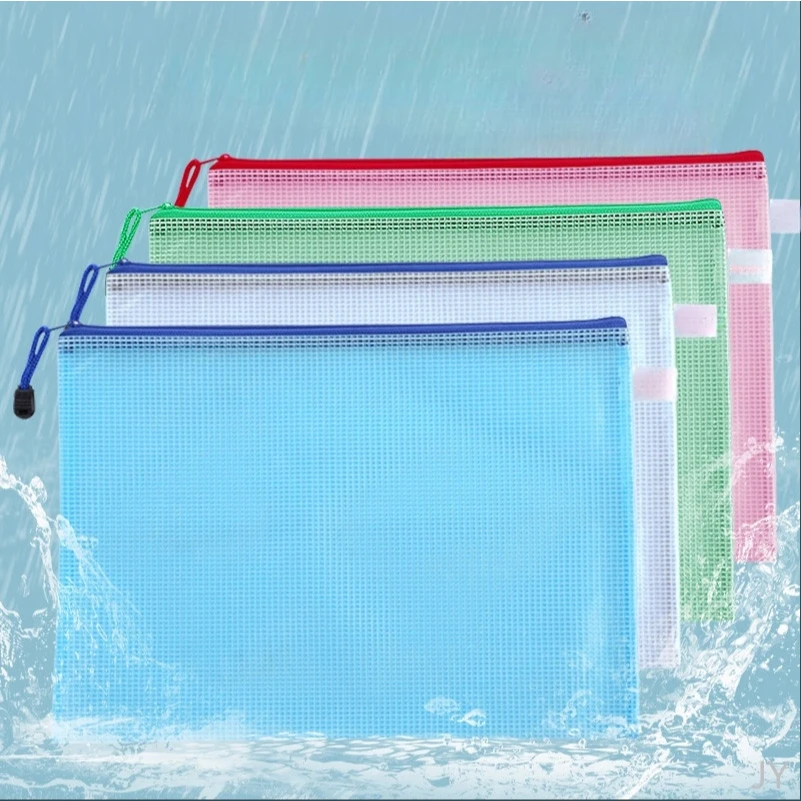 1PCS Stationery Storage Folder File Mesh Zipper Pouch Document Bag Office and Educational Supplies Storage Students Stationery