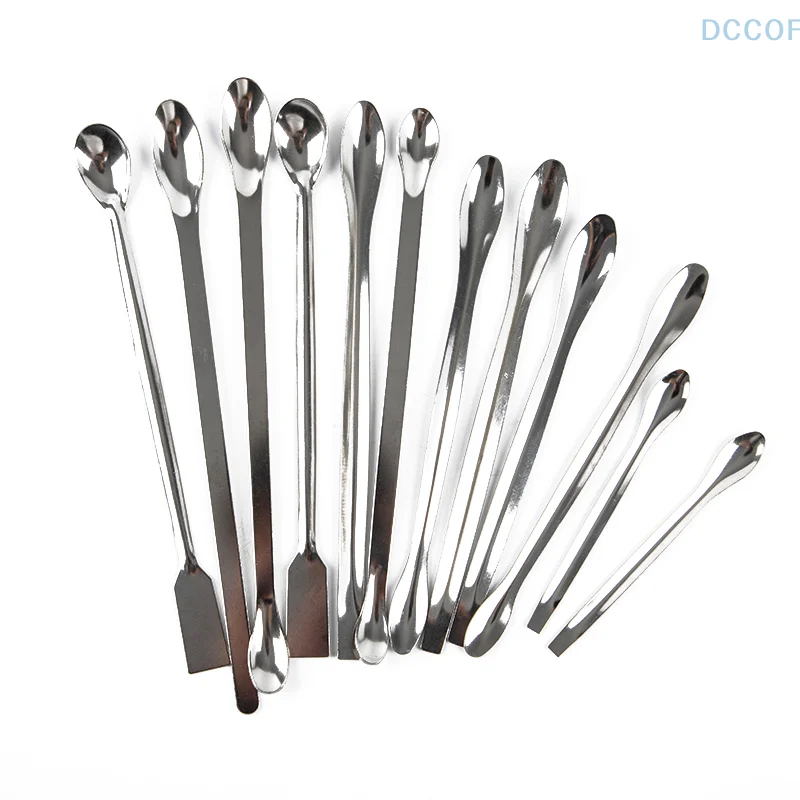 Hot sale 12PCS Stainless Steel Lab Spoon Spatula/Laboratory Sampling Spoon Mixing  Micro Spatula Scoop