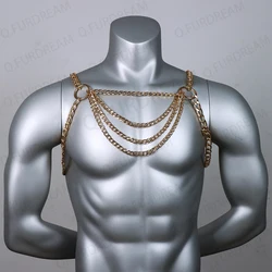 1Pcs Sexy Metal Fashion Waist Chain Belt Men Chest Chain Belly Chain Body Jewelry Fashion Versatile Both Shoulders Chain