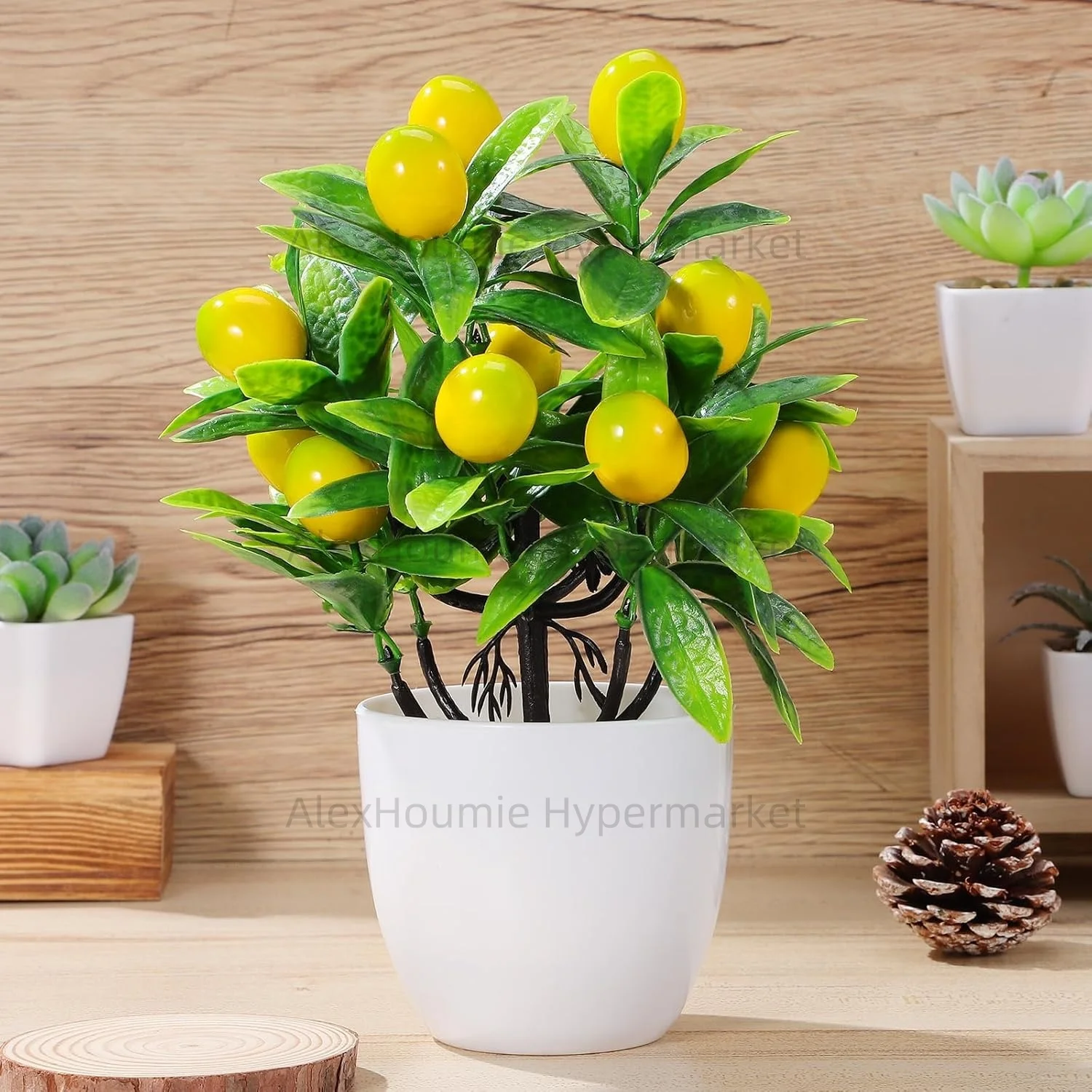 

Fake Lemon Tree Small Artificial Plant Fake Plastic Lemon Tree Bonsai Decor Potted Plant Bathroom Faux Plant for Indoor Decor