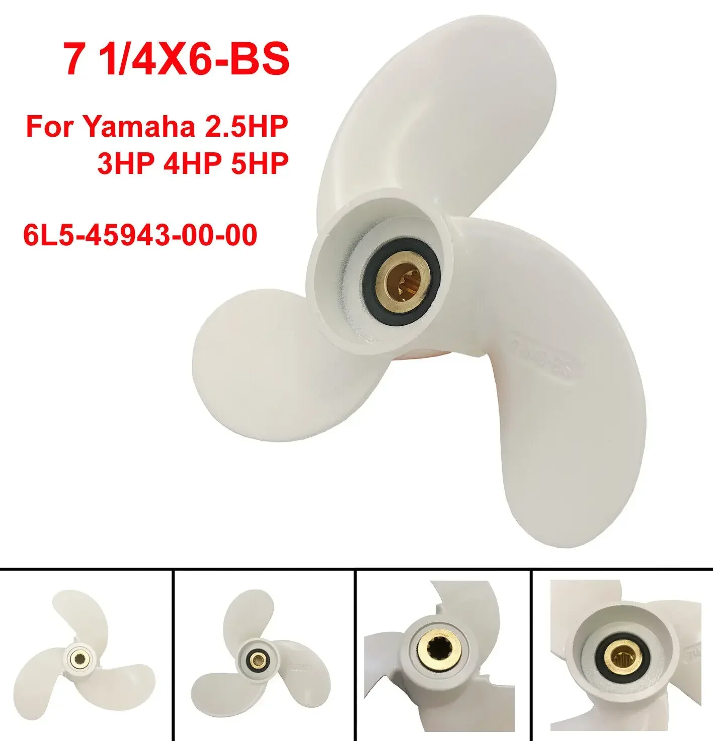 6L5-45943-00-00 Boat Propeller 7 1/4X6-BS for Yamaha Outboard Motor 2.5HP 3HP 4HP 5HP F2.5A 3A