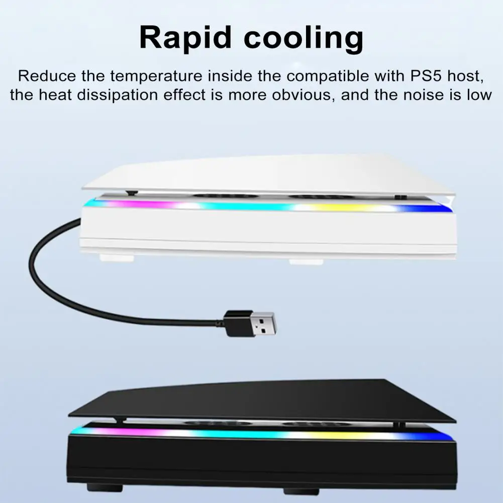 Adjustable Game Console Cooler Fan Enhance Gaming Experience with Portable Low-noise Fans for Ps5 Featuring Rgb Led Lights