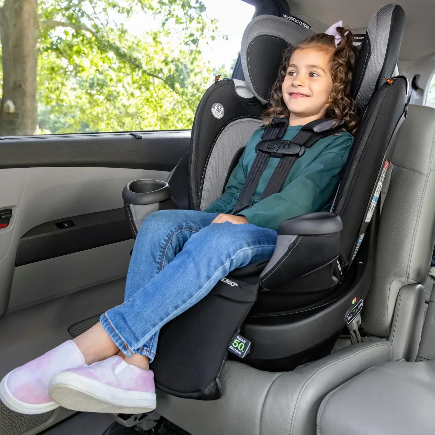 Extend All-in-One Rotational Car Seat with Quick Clean Cover (Revere Gray)