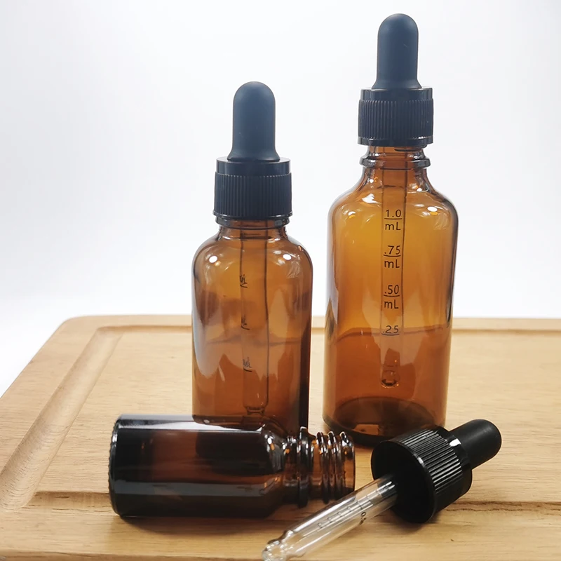 10 Stück/Set Glasflasche Bernsteinfarben für Öle, Parfümflakon mit Skala, UV-Schutz, Aromatherapie-Flüssigkeitspipettenbehälter, nachfüllbar – Detail 1