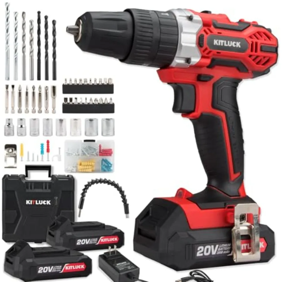 

【Spot goods】Cordless Drill Set 20V Power Drill Kit Electric Drills with 2 X 2.0AH Battery 44pcs Bits 1 Box Screws Bubble Level