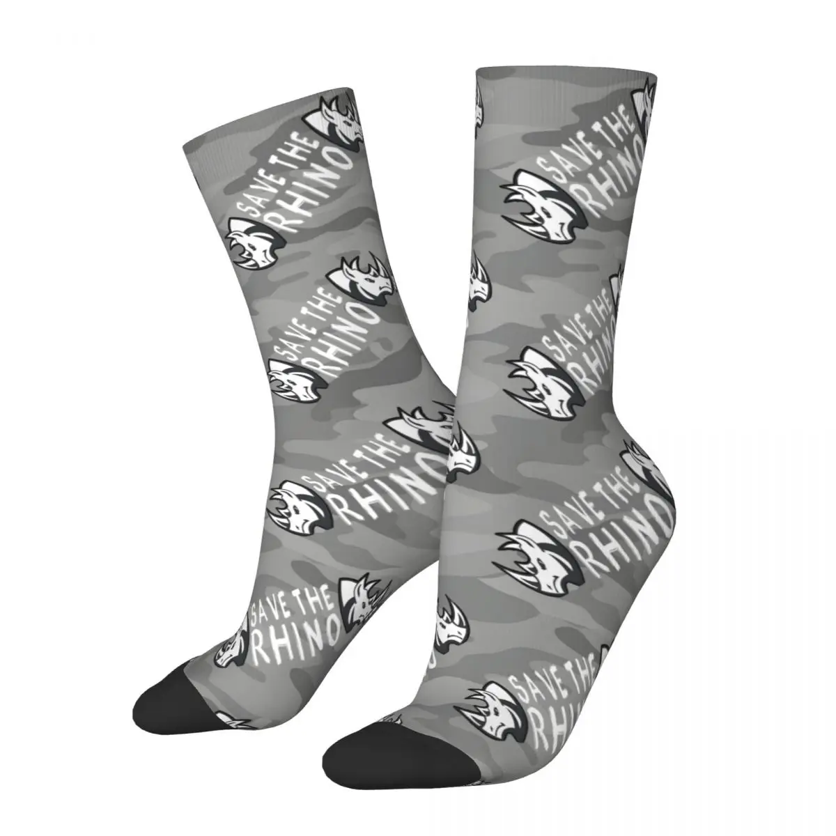 Mask Men's Socks Retro Harajuku Rhino Street Style Novelty Pattern Crew Sock