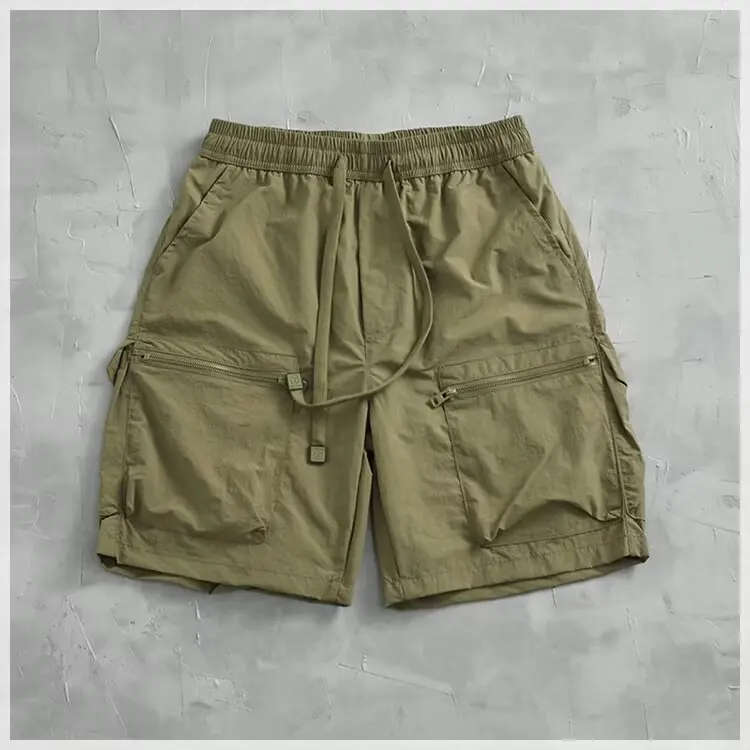 

Summer Function Retro Workwear orts Men Loose Multi-ket Color Versatile Casual Five-Quarter Beach Pants