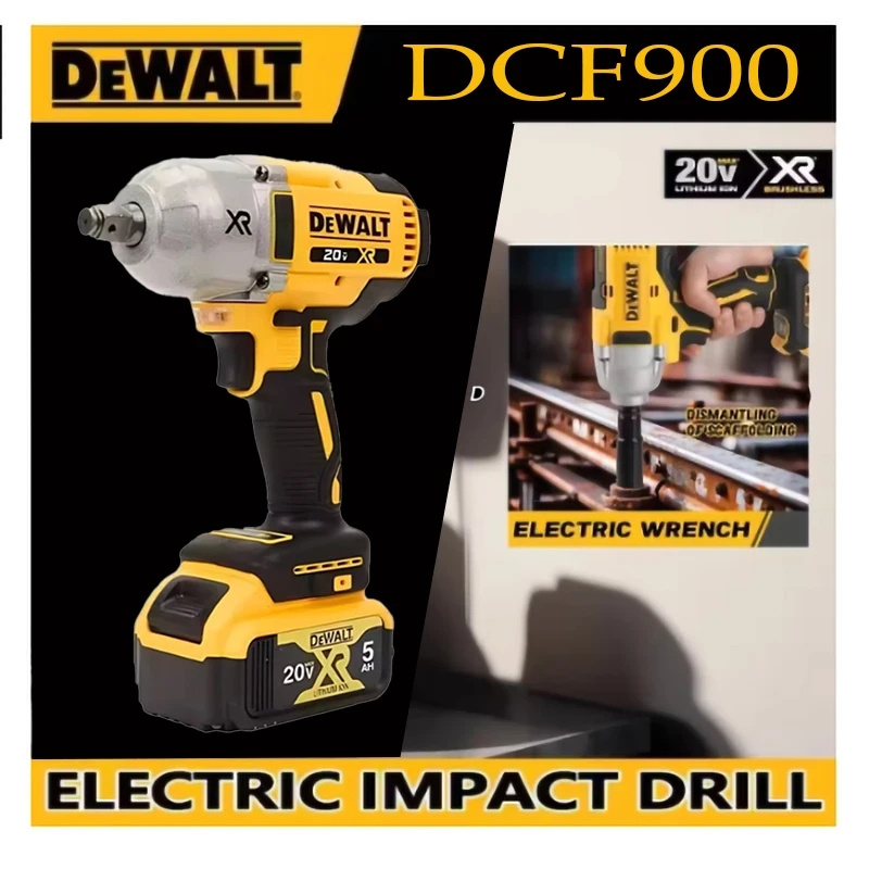 

New DCF900 DEWALT 1/2In Brushless Cordless High Torque Impact Wrench With Hog Ring Anvil 20V Power Tools，for DEWALT battery