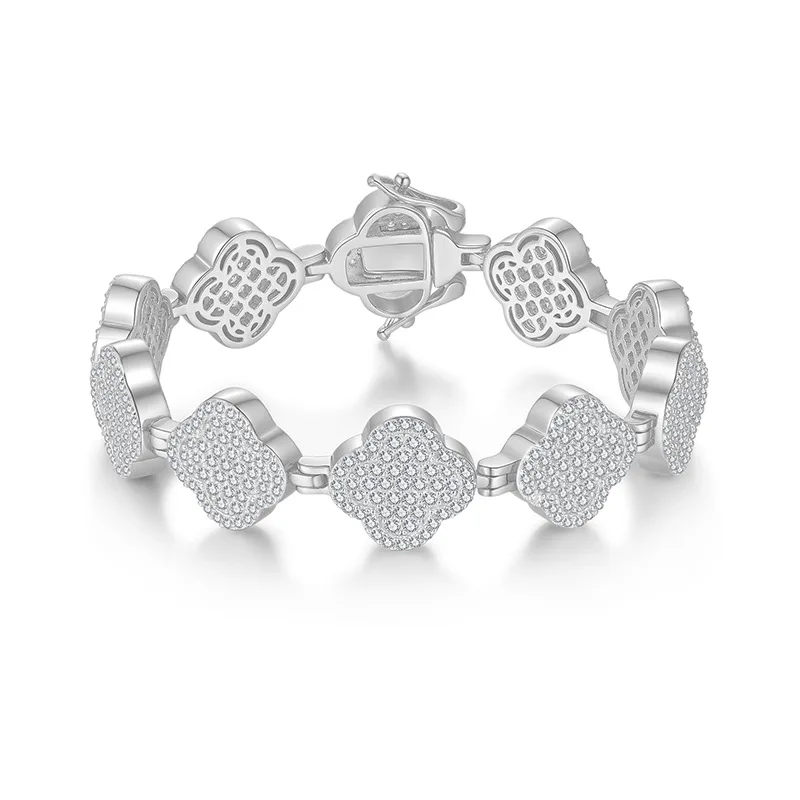 14mm 925 Sterling Silver Moissanite Bracelet 18K Gold-Plated Unisex Fashion Jewelry European American Style for Festival