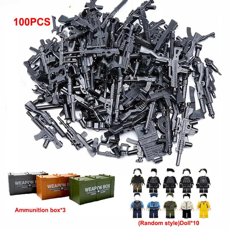New Ammunition Box Building Block Gun Building Block Doll Toy Set Military Police Weapons Cannon Building Block Toys Gifts