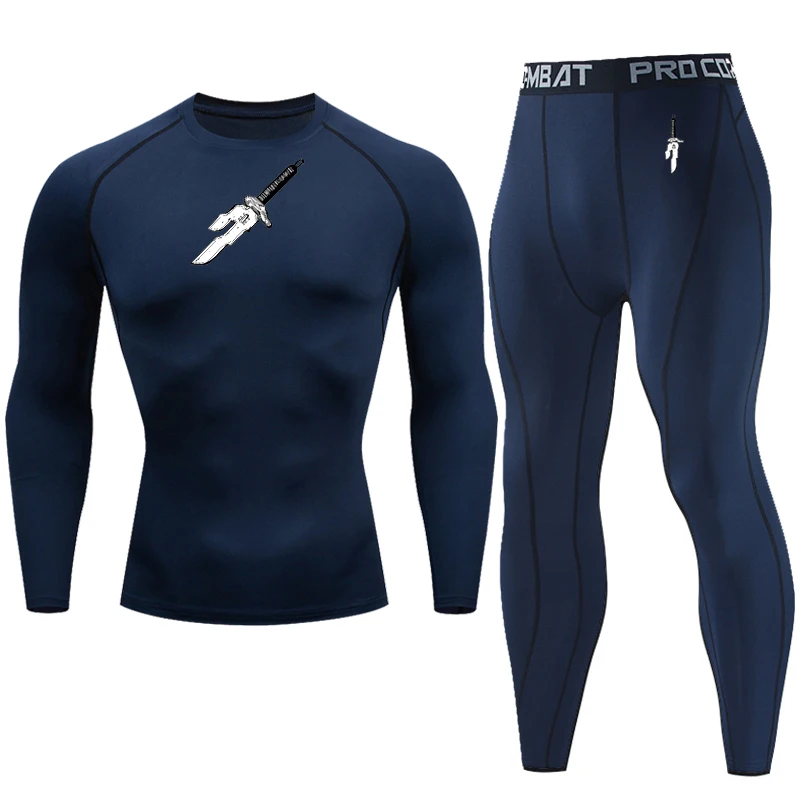 Conjunto de exercício de compressão de roupas esportivas masculinas secagem rápida conjunto de corrida exercício jogging treinamento ginásio conjunto de exercício de fitness